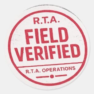 R.T.A. Fältverifierad Driftdekal Runt Klistermärke