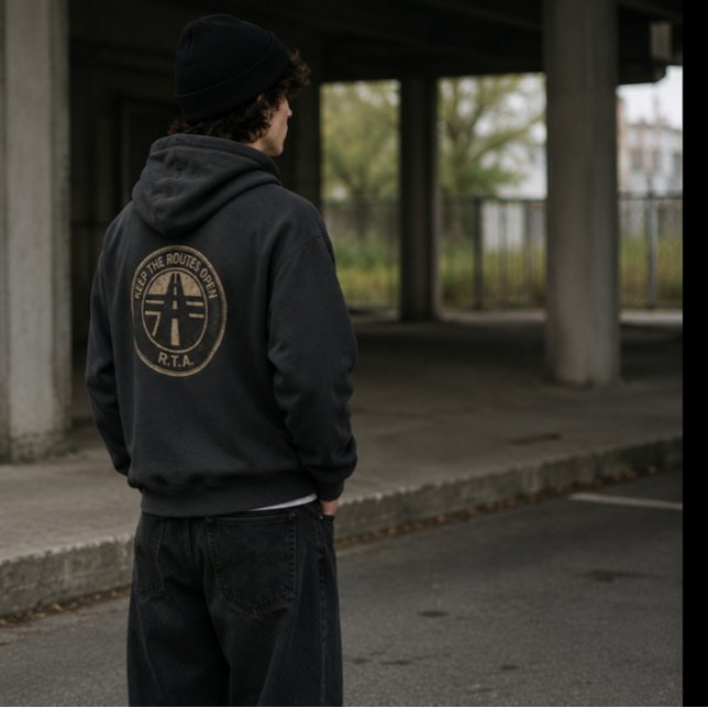 R.T.A. Håll Rutterna Öppna Nedsliten Transit Hoodie (Skapare uppladdad)