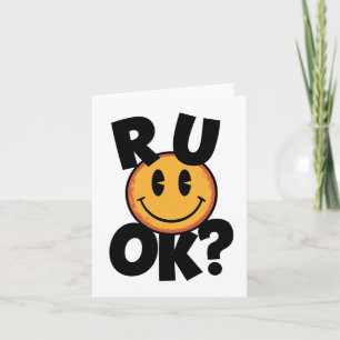 R U OK Smiley face Mental Health Design Sticker Kort