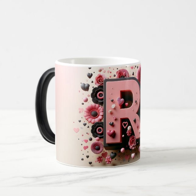 R Valentine Alphabet 3D Magisk Mugg (Framsida vänster)