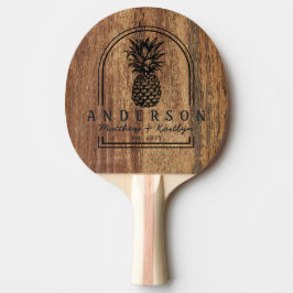 Rå Cederträ Ananas Bröllopsbåge & Namn Pingisracket