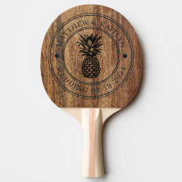 Rå Cederträ Ananas Bröllopskrona & Namn Pingisracket