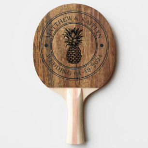 Rå Cederträ Ananas Bröllopskrona & Namn Pingisracket