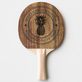Rå Cederträ Ananas Bröllopskrona & Namn Pingisracket