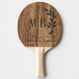 Rå Cederträ Blad Vigsel Monogram Pingisracket