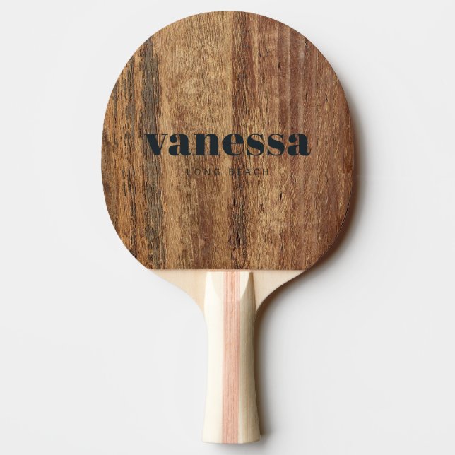 Rå Cederträ Minimal Modern Klassisk Namn Pingisracket (Baksidan)