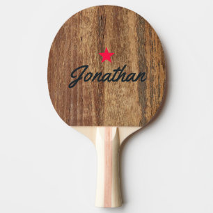 Rå Cederträ Vintage Stjärna Signatur Pingisracket