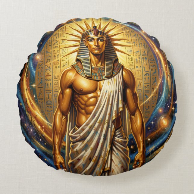 Ra – Egyptian Sun God´4 Rund Kudde (Framsidan)