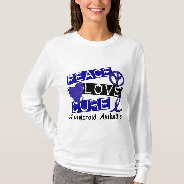 RA för artrit för fredkärlekbot Rheumatoid Tee Shirt (Framsida)