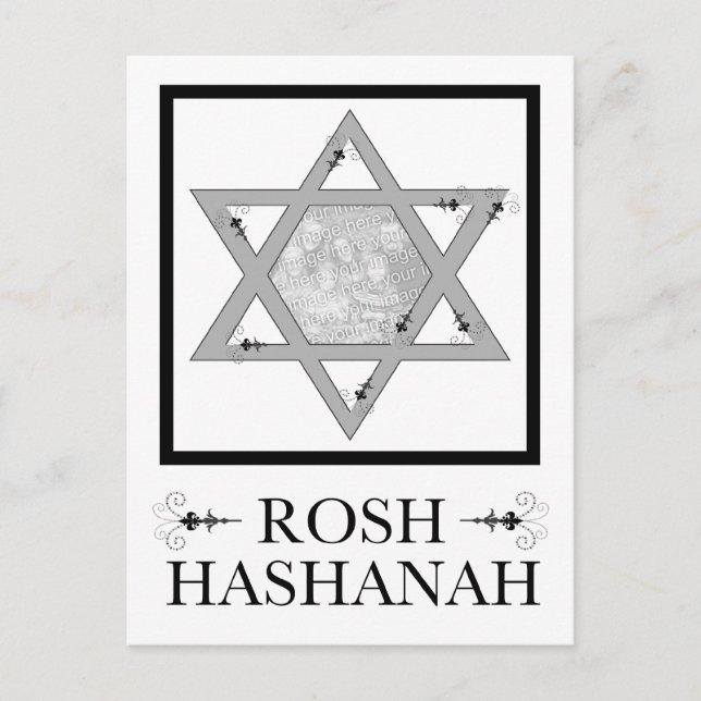 rå hashana-stjärna med levande fotokort vykort (Framsida)