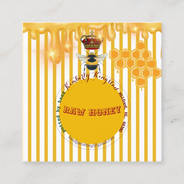 rå honungsetikett så vacker fyrkantigt visitkort (Framsida)