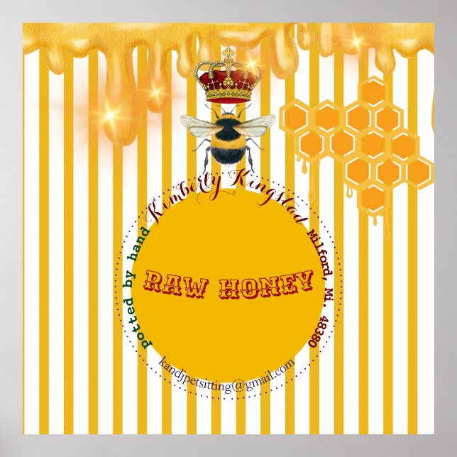 rå honungsetikett så vacker poster (Framsidan)