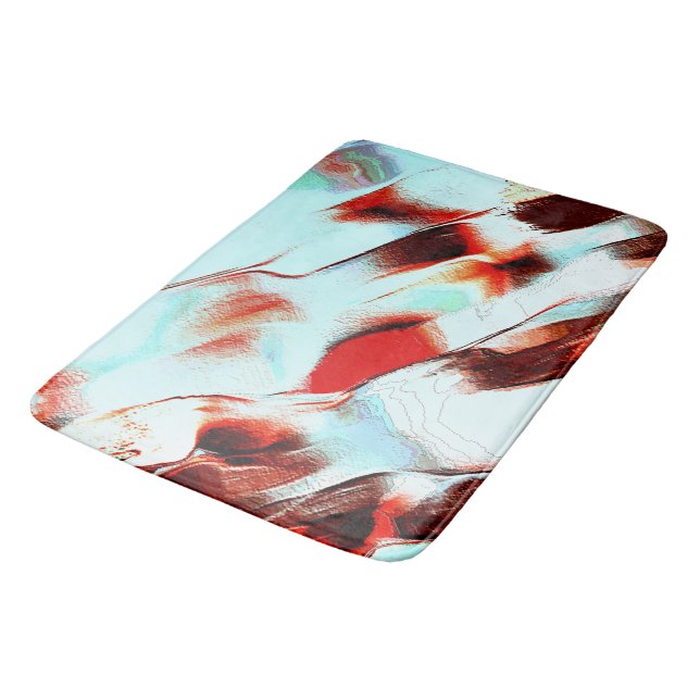 Rå ljuscyan och starkt rött badrumsmatta (Vinklad)