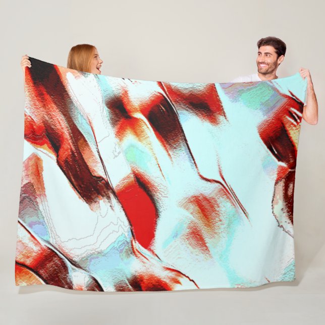 Rå ljuscyan och starkt rött fleecefilt (På plats)