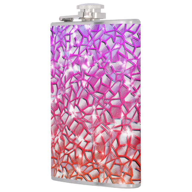 Rå mosaik orange till rött och lilac samt gnistra fickplunta (Vänster)