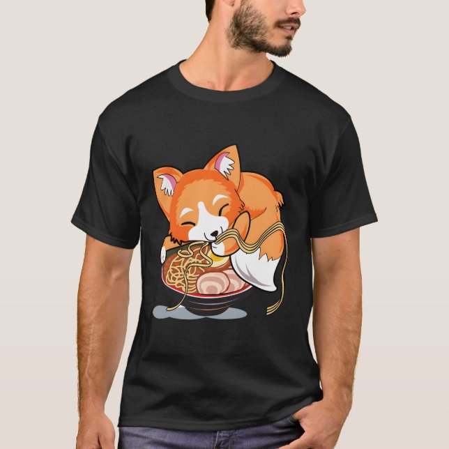 Ra Noodles Fox Kawaii Japanska Anime T Shirt (Framsida)