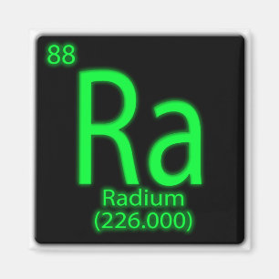 Ra Radium glowing i mörken. Radium användes som Magnet