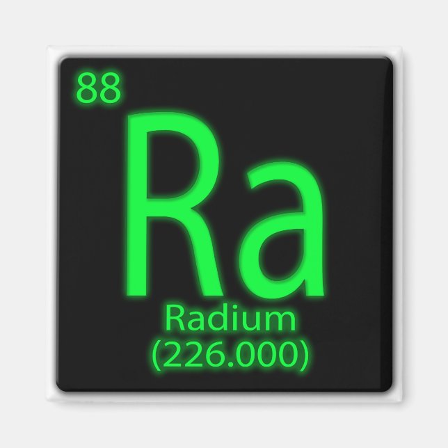 Ra Radium glowing i mörken. Radium användes som Magnet (Framsidan)