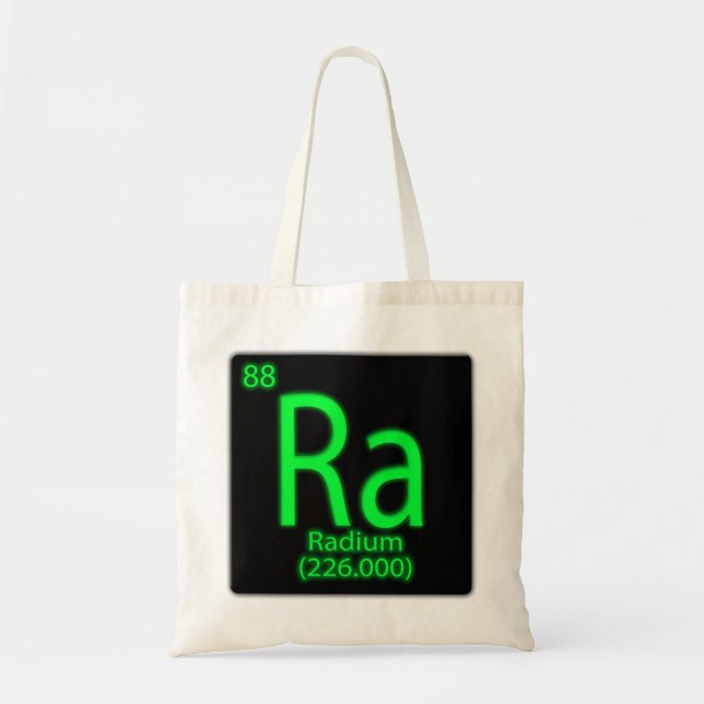 Ra Radium glowing i mörken. Radium användes som Tygkasse (Framsidan)