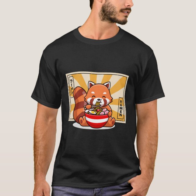 Ra Red Panda Kawaii Anime Jape Food N T Shirt (Framsida)