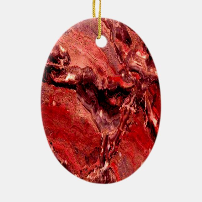 Rå röd Sten Mars Julgransprydnad Keramik (Baksidan)