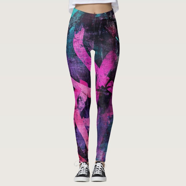 Rå urban graffiti-konst med djärva penseldrag leggings (Framsida)