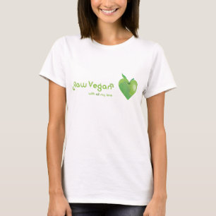Rå vegan med all min kärlek (grön äpplehjärta tee shirt