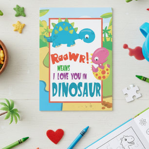 Raawr Som älskar dig Dionsaur Alla hjärtans dag Ba Kort