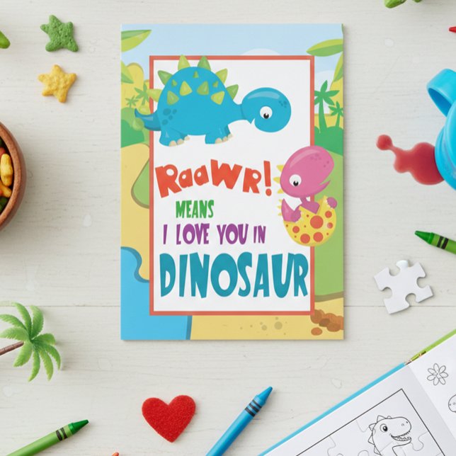 Raawr Som älskar dig Dionsaur Alla hjärtans dag Ba Kort (Skapare uppladdad)