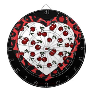 RAB-körsbär Leopard Print Heart Rockabilly Darttavla