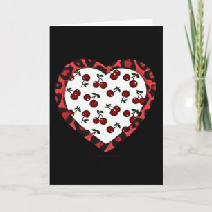RAB-körsbär Leopard Print Heart Rockabilly Helgkort