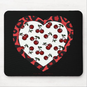 RAB-körsbär Leopard Print Heart Rockabilly Musmatta