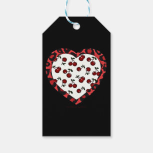 RAB-körsbär Leopard Print Heart Rockabilly Presentetikett