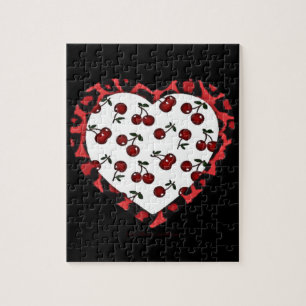 RAB-körsbär Leopard Print Heart Rockabilly Pussel