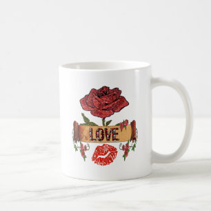 RAB Rockabilly Alla Hjärtans Dag Rosor, Kärlek & L Kaffemugg
