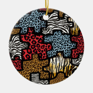 RAB Rockabilly Animal Print Puzzle Julgransprydnad Keramik