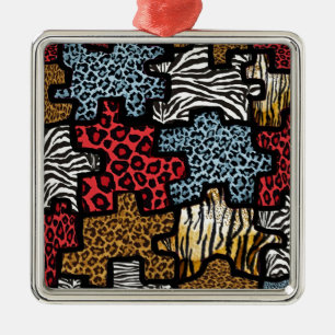 RAB Rockabilly Animal Print Puzzle Julgransprydnad Metall