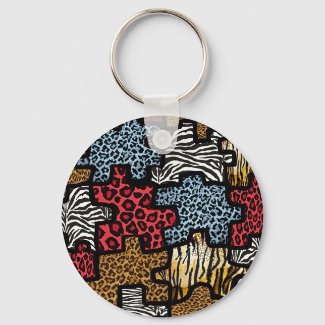 RAB Rockabilly Animal Print Puzzle Nyckelring (Framsida)
