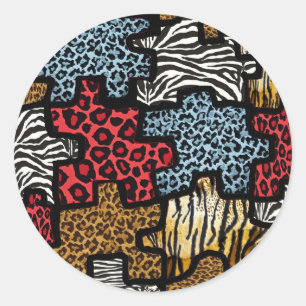 RAB Rockabilly Animal Print Puzzle Runt Klistermärke