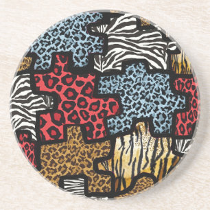 RAB Rockabilly Animal Print Puzzle Underlägg Sandsten