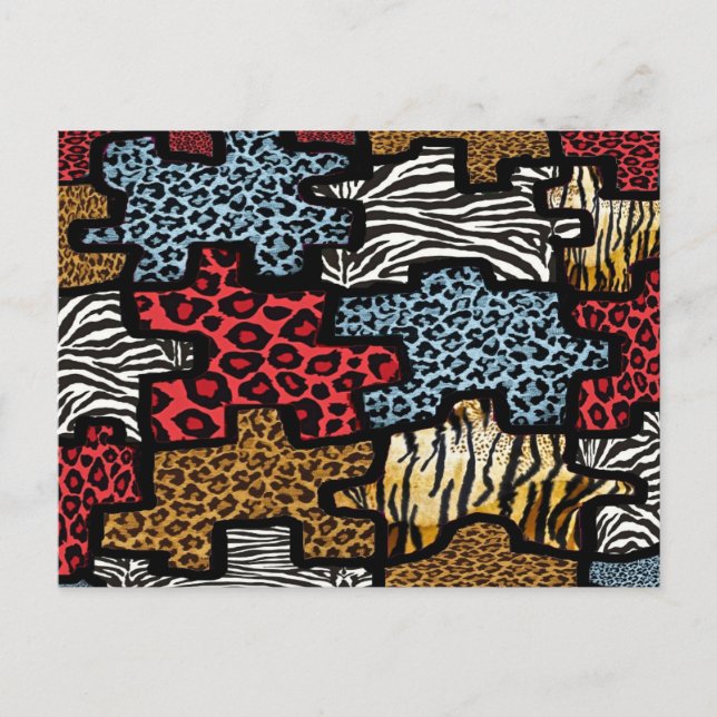 RAB Rockabilly Animal Print Puzzle Vykort (Framsida)