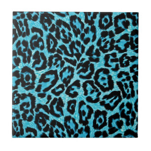 RAB Rockabilly Blue Leopard Print Tile Kakelplatta