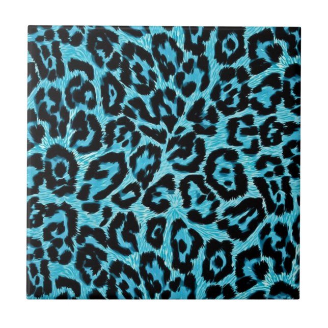 RAB Rockabilly Blue Leopard Print Tile Kakelplatta (Framsidan)