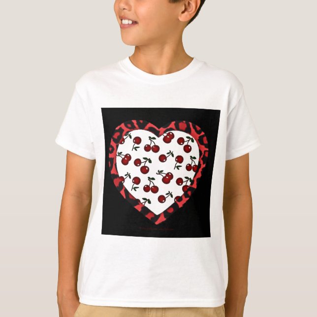 RAB Rockabilly Cherries Leopard Print Heart Tee (Framsida)
