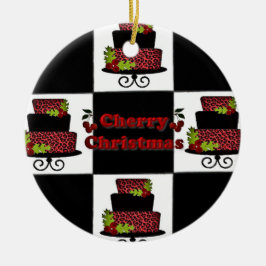 RAB Rockabilly Cherry jul Kake Tile Ornament