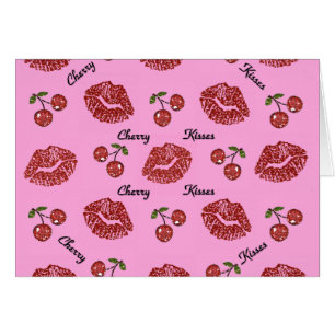 RAB Rockabilly Cherry Kisses på Rosa Hälsningskort