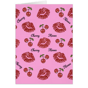 RAB Rockabilly Cherry Kisses på Rosa Hälsningskort