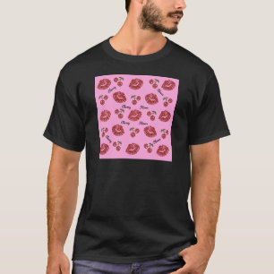 RAB Rockabilly Cherry Kisses på Rosa T Shirt