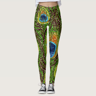RAB Rockabilly Colorful Peacock Feathers Skriv ut Leggings