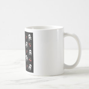 RAB Rockabilly Döskallar och Körsbär på Svart Kaffemugg